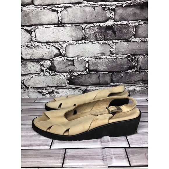ZANTE Beige Tan Nubuck Leather Casual Wedge Strap Sandals Women Sz 39EU/8.5M US - Picture 11 of 16